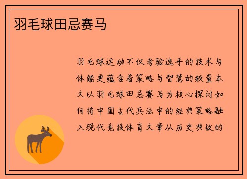 羽毛球田忌赛马